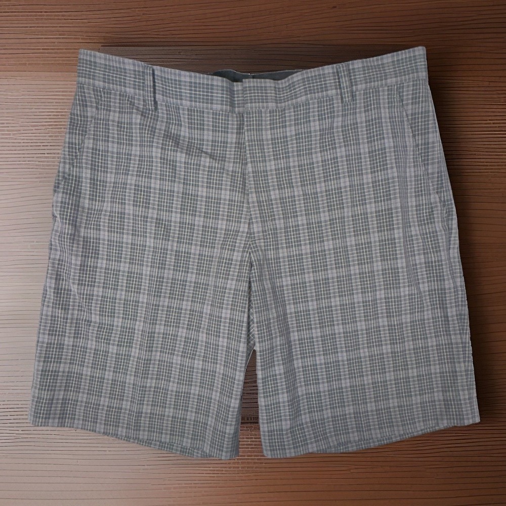 Nike Tiger Woods Collection Mens Plaid Flat Front Golf Shorts Size 38 Poly/spand